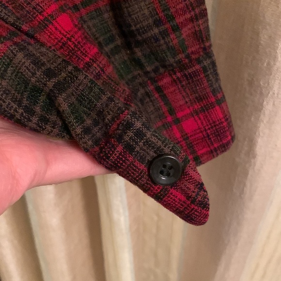 Pendleton true vintage rich red green black plaid wool board shirt L/modern M - Picture 3 of 6